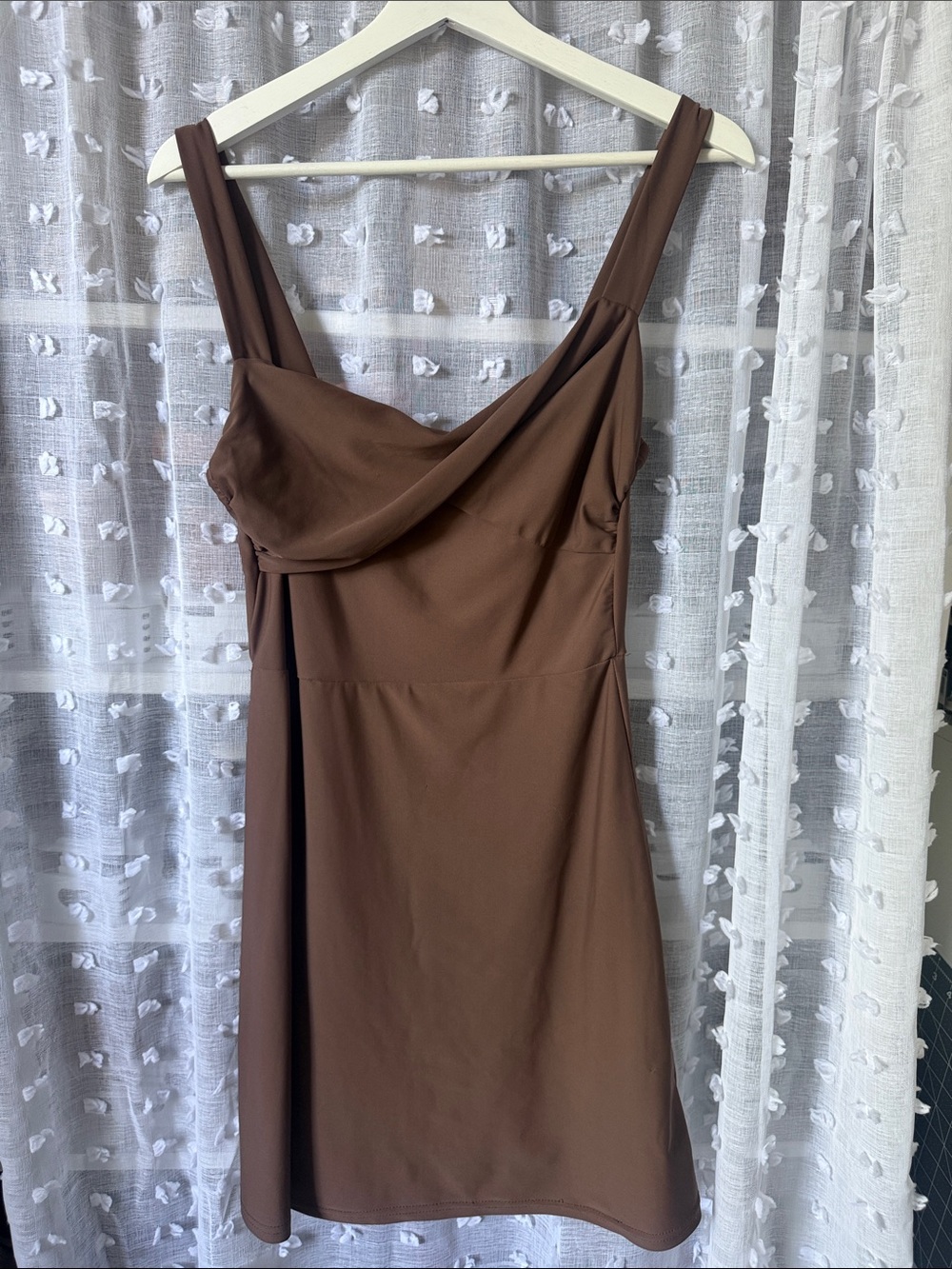 SHEIN Brown Cowl Neck Mini Dress